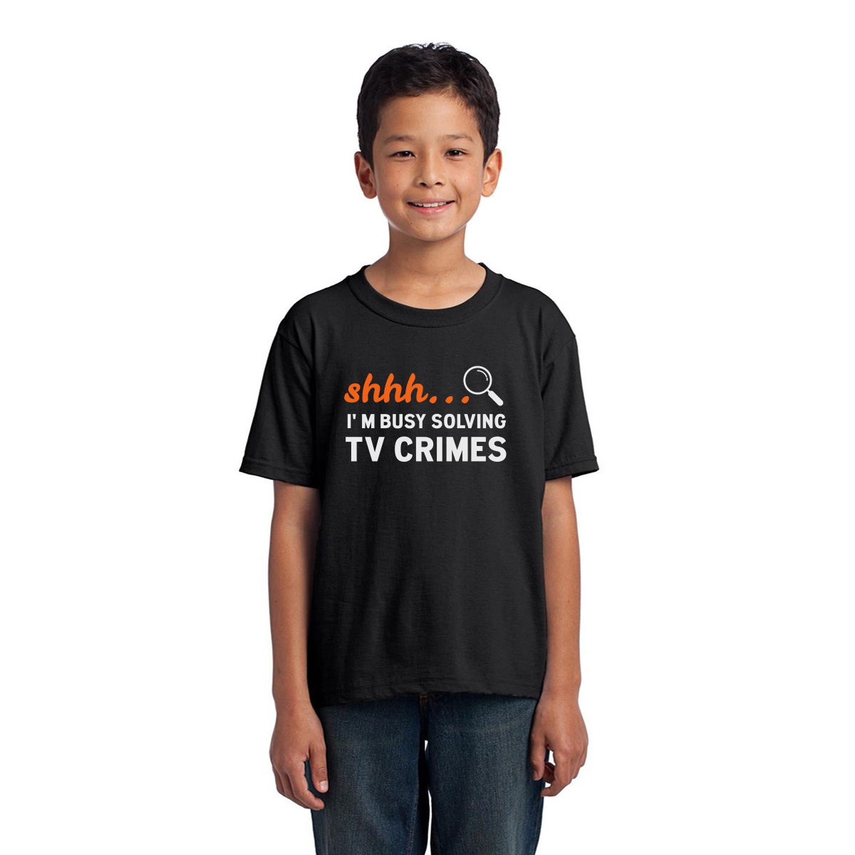 Shh I'm Busy Solving TV Crimes Kids T-shirt | Black