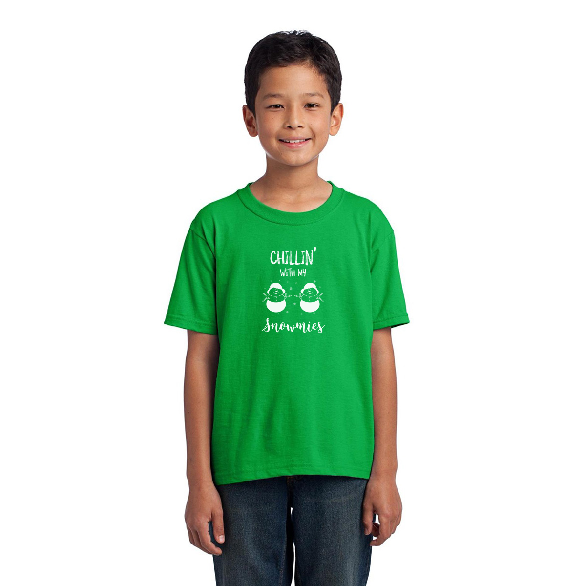 Chillin' With My Snowmies Kids T-shirt | Green