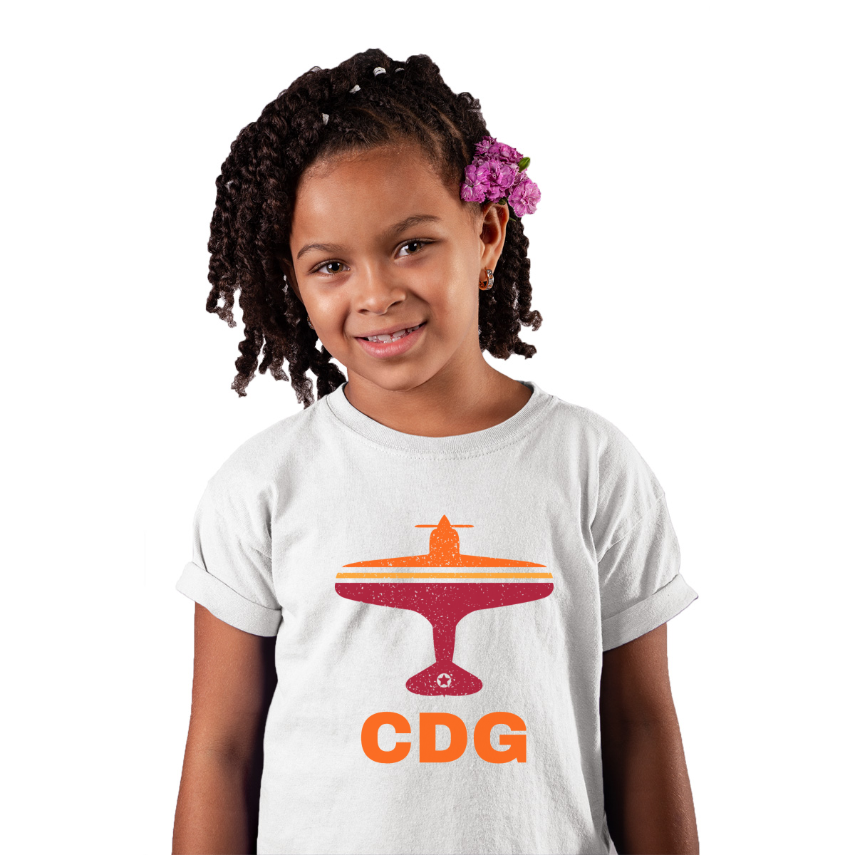 Fly Paris CDG Airport Kids T-shirt | White