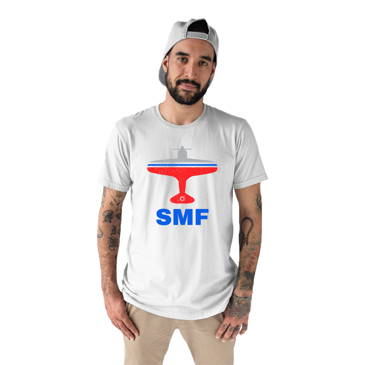 Fly Sacrameto SMF Airport Men's T-shirt | White