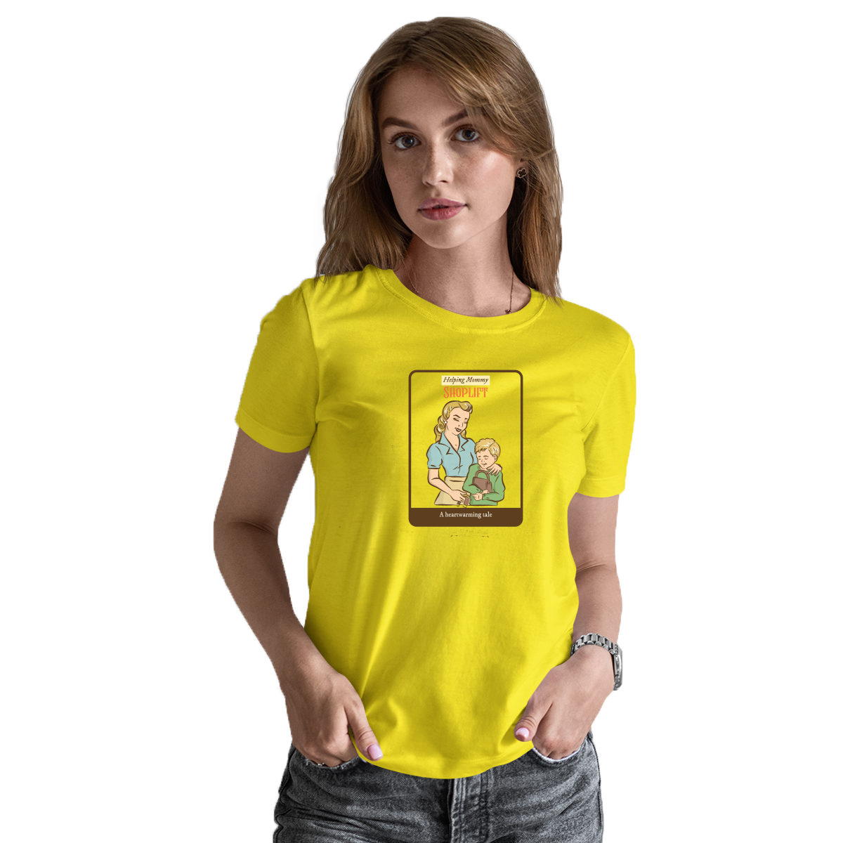 Helping Mommy Shoplift  Women's T-shirt | Yellow