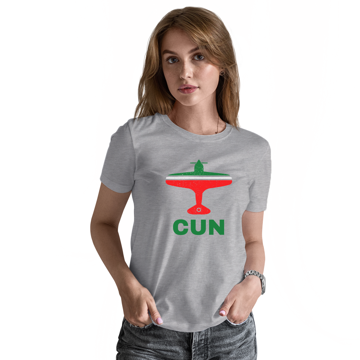 Fly Cancun CUN Airport  Women's T-shirt | Gray