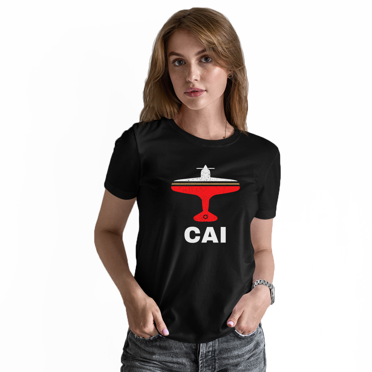 Fly Cairo CAI Airport Women's T-shirt | Black