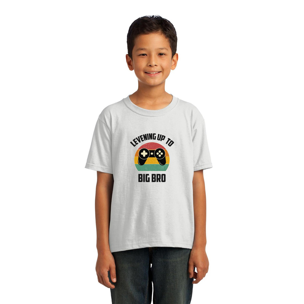 Leveling Up To Big Bro-2 Kids T-shirt | White
