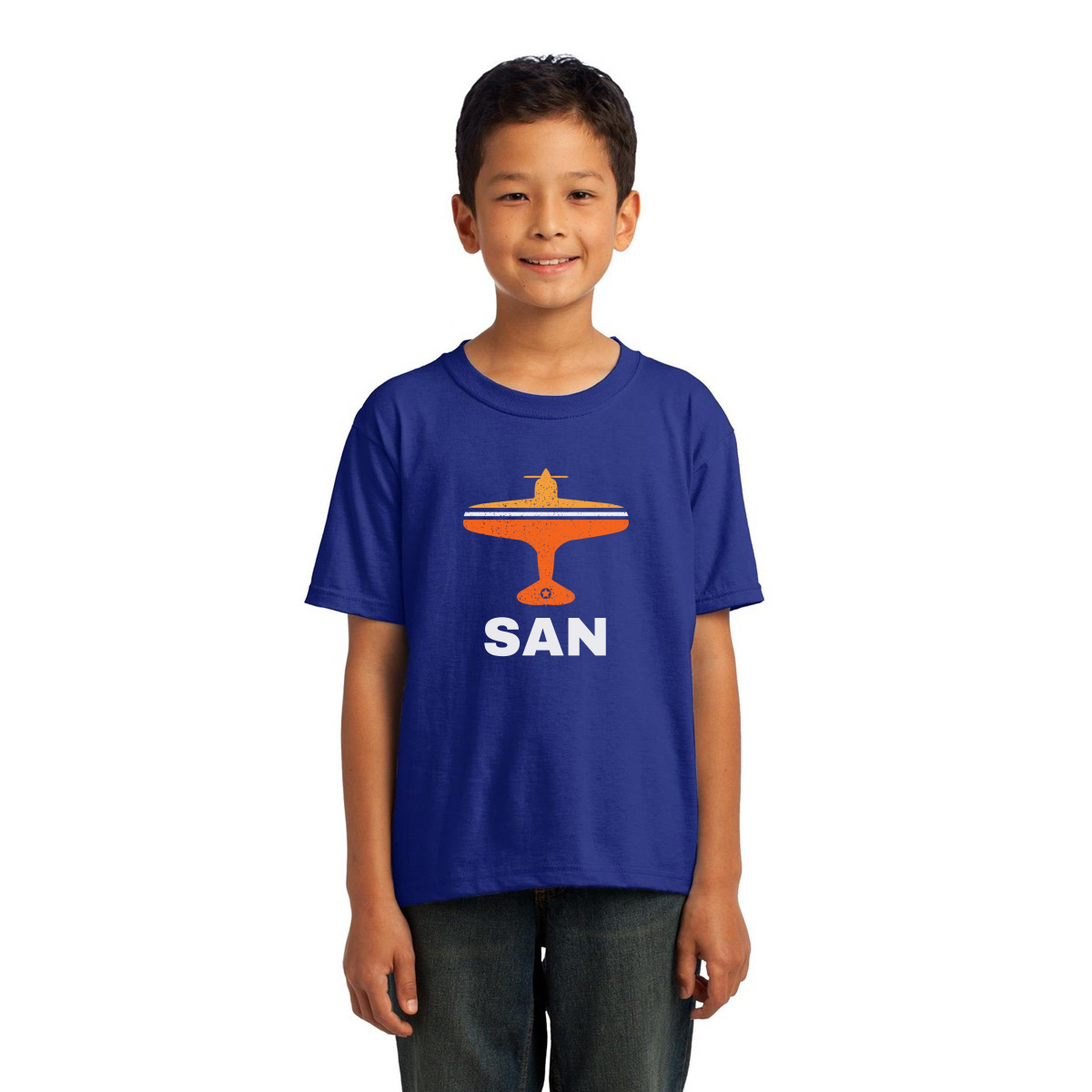 Fly San Diego SAN Airport Kids T-shirt | Blue